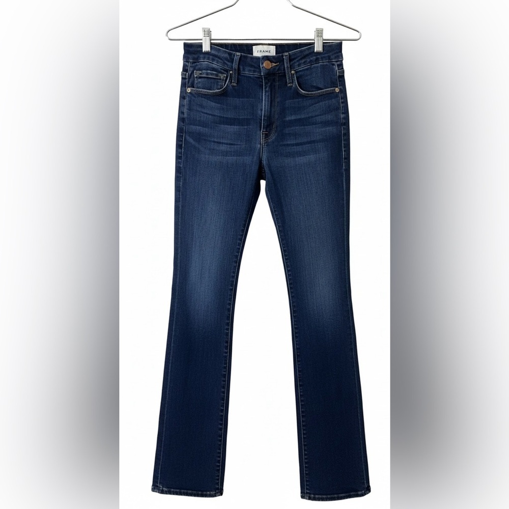 FRAME Denim Le High Flare (o Straight) Jeans - Talla 28 - Azul Oscuro - Picture 2 of 9